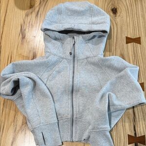 Lululemon Athletica Full-Zip Scuba Light Gray Cropped Hoodie